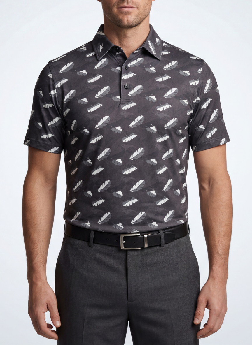 Men's J’ouvert Polo shirt from Tropical Dawn Collection, featuring a stylish design and comfortable fit.