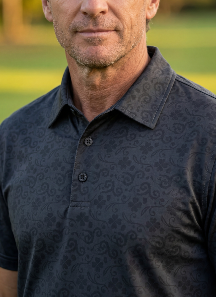 Men's 1491 Polo shirt from Grand Links Collection with a classic fit and collared design, shown in a navy blue color.