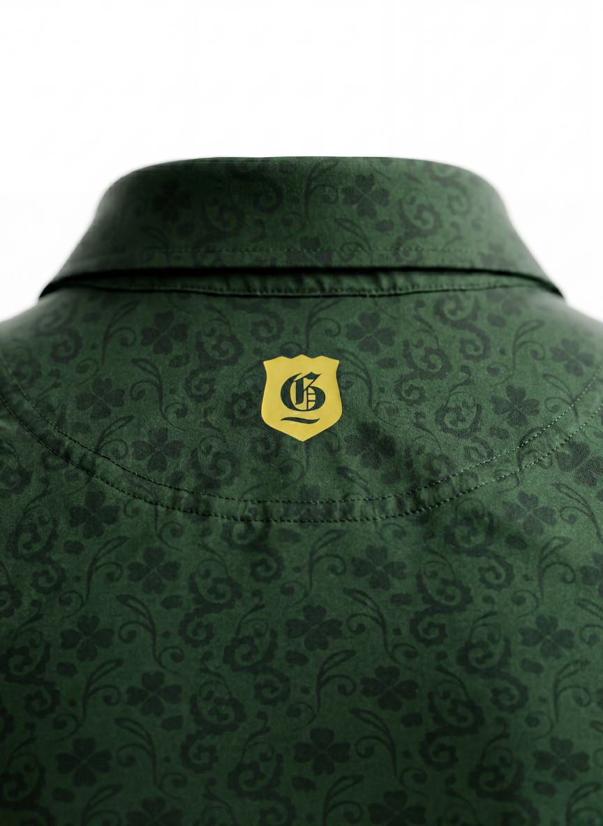 Men's 1457 Polo from Grand Links Collection, showing a stylish navy polo shirt with a collar and short sleeves.