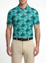 Turquoise men's Humming Birdie Polo shirt by Caribbean Collection, featuring a classic polo design with a subtle bird motif.
