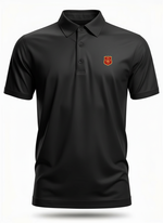 Black men's polo shirt from Dragon Collection's Dark Knight series, featuring a classic fit and subtle branding.