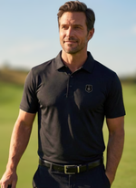 Black men's Tournament Polo shirt from Originals Collection, featuring a classic collar and sporty design.